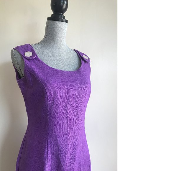 VINTAGE Santa Fe Midi Linen Purple Sheath Dress S - Picture 7 of 11
